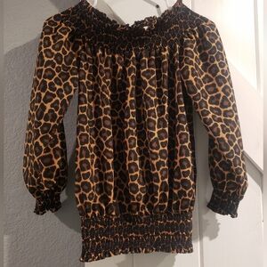 MICHAEL Michael Kors Animal Print Smocked Blouse